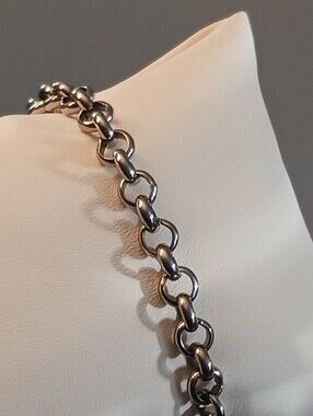 JCM Stainless Steel Rolo Chain Bracelet Preppy Biker Punk Versatile 7.5in